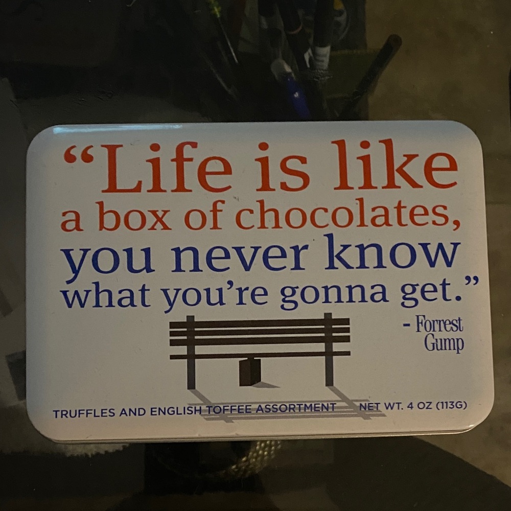 Forrest Gump Quote Storage Tin - White